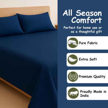 Oxford Blue Bamboo Bliss Pure Bamboo Solid Bedsheet