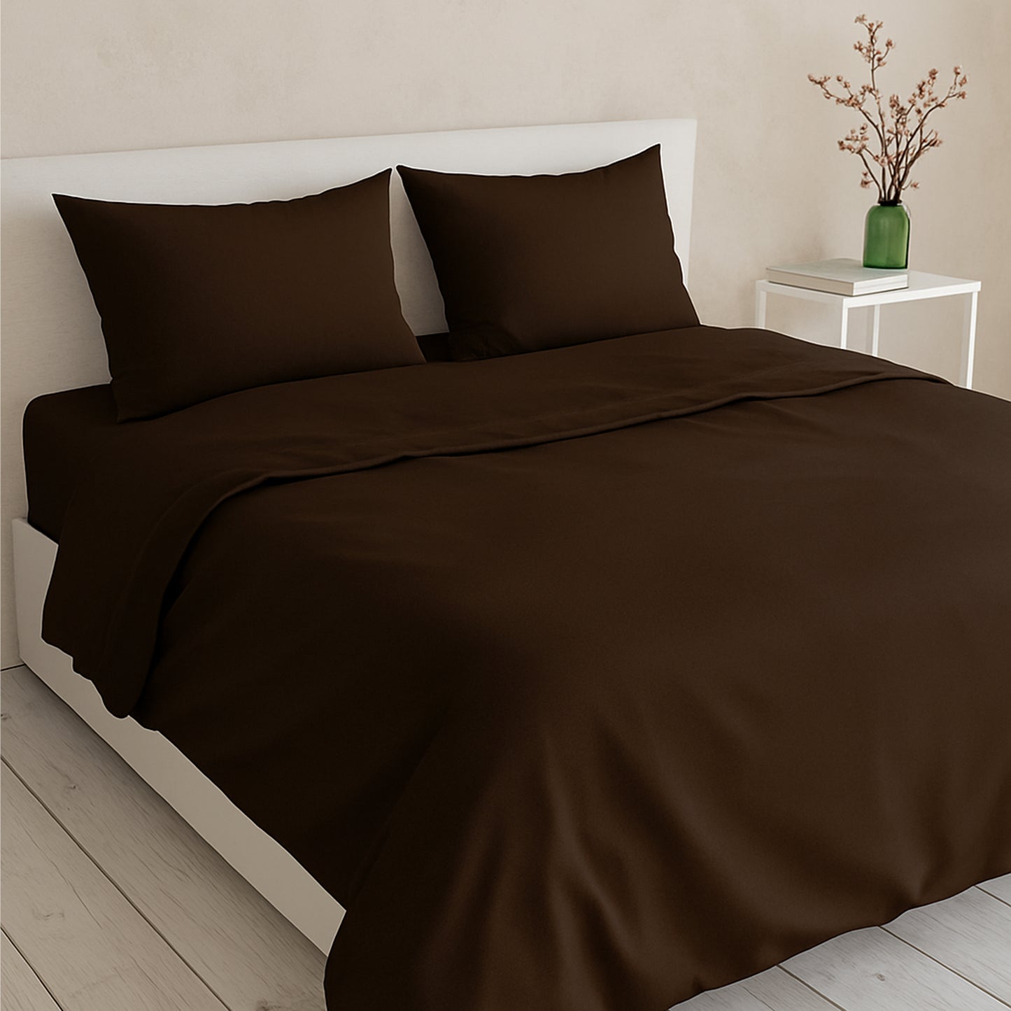 Rustic Brown Heritage Luxe Pure Cotton Solid Bedsheet
