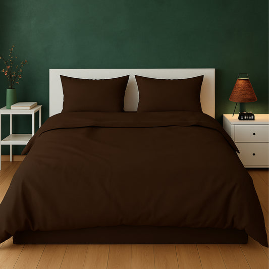 Rustic Brown Heritage Luxe Pure Cotton Solid Bedsheet