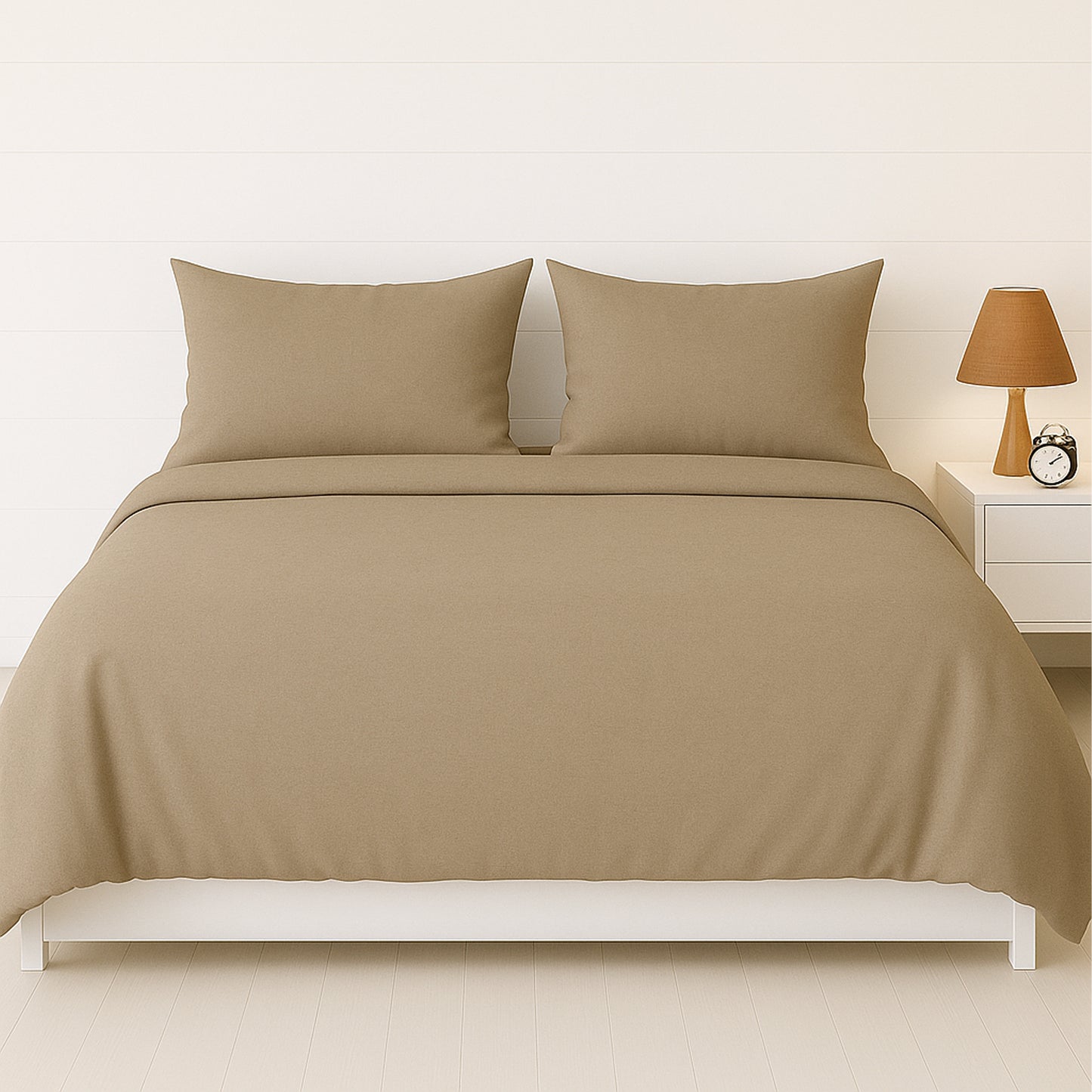 Elegant Beige Heritage Luxe Pure Cotton Solid Bedsheet