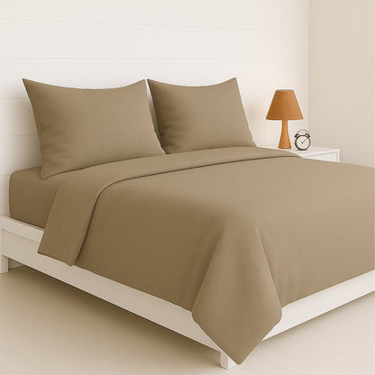 Elegant Beige Heritage Luxe Pure Cotton Solid Bedsheet