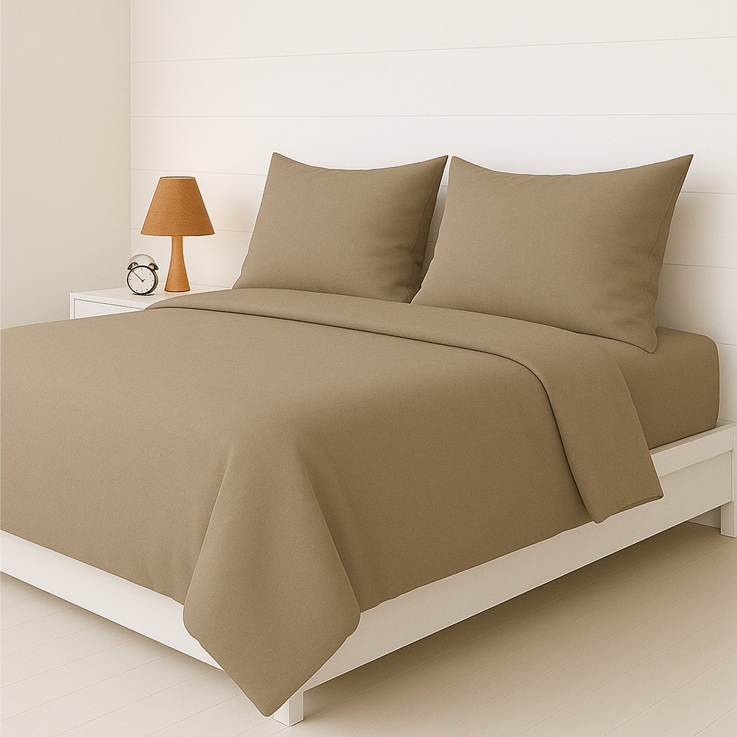 Elegant Beige Heritage Luxe Pure Cotton Solid Bedsheet