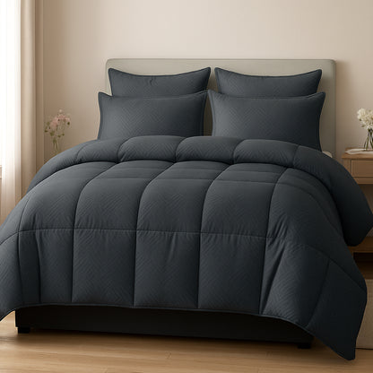 Charcoal Grey Swiss Jacquard Microfiber Solid Double Bed Comforter