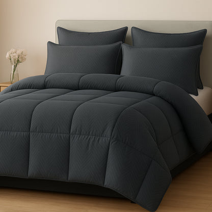 Charcoal Grey Swiss Jacquard Microfiber Solid Double Bed Comforter