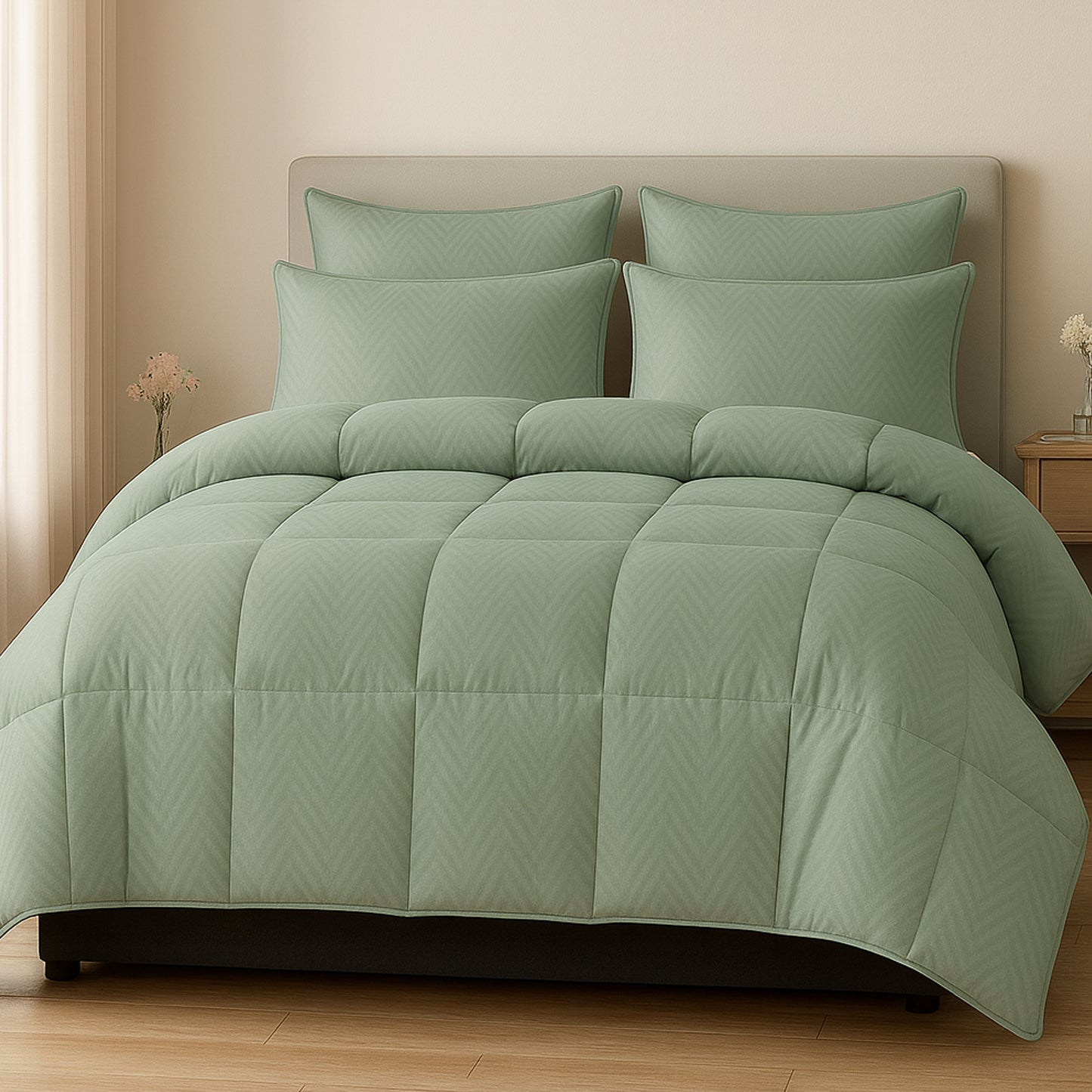 Fader Emerald Swiss Jacquard Microfiber Solid Double Bed Comforter