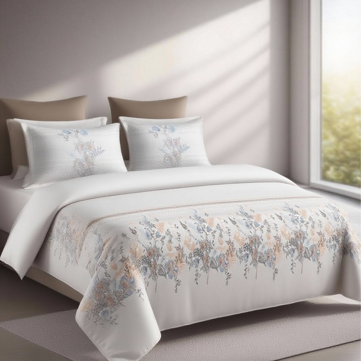 Harmony Fusion Pure Cotton Floral peach Printed Bedsheet