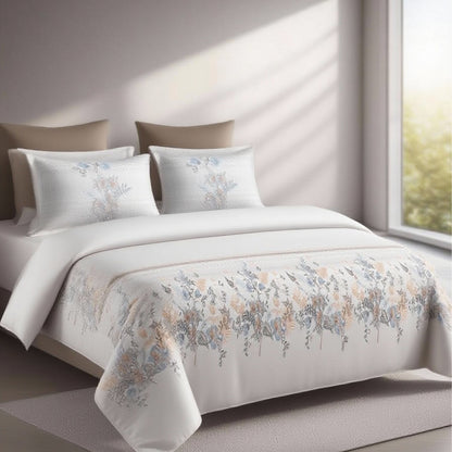 Harmony Fusion Pure Cotton Floral peach Printed Bedsheet