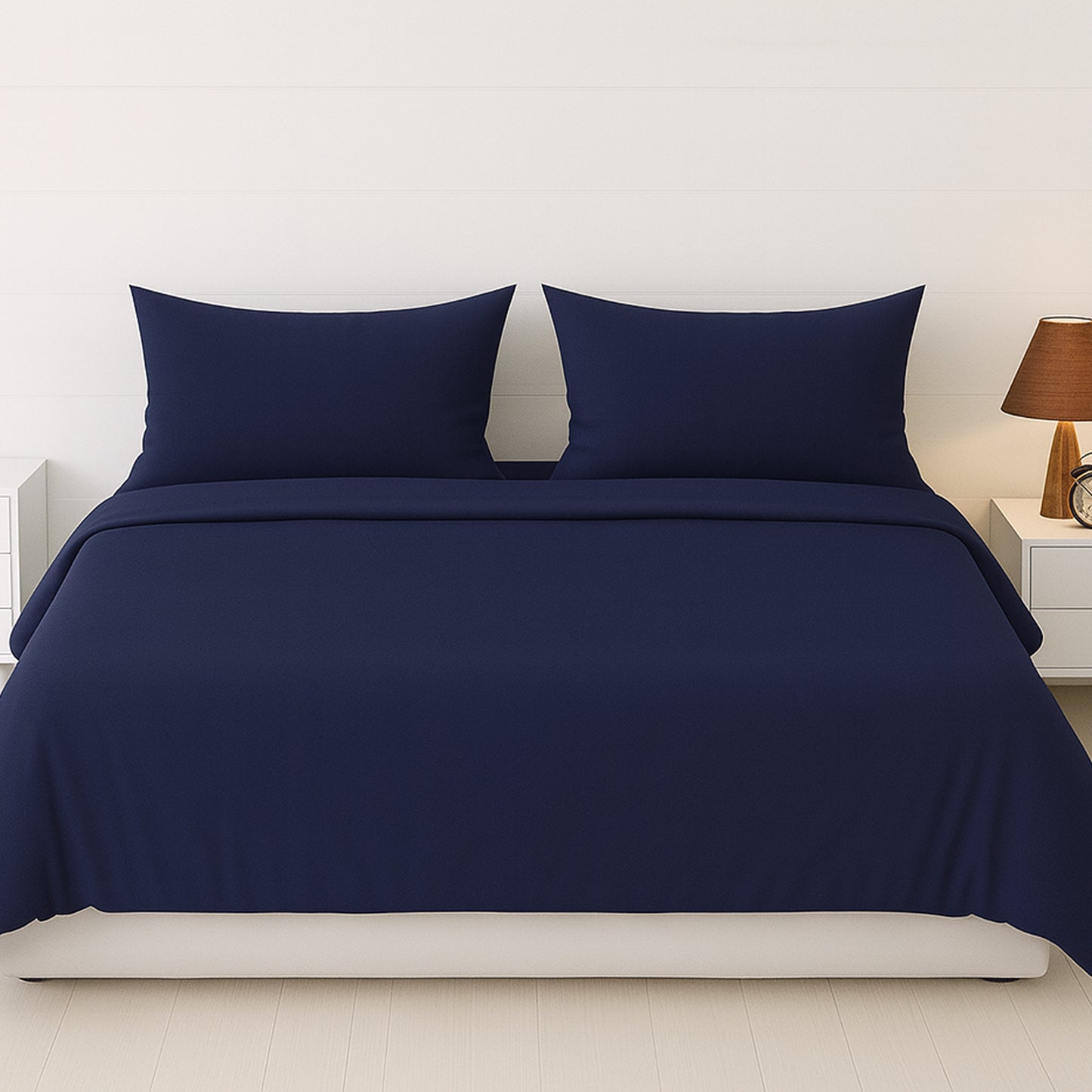 Midnight Blue Heritage Luxe Pure Cotton Solid Bedsheet