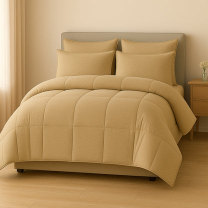 Classic Beige Swiss Jacquard Microfiber Solid Double Bed Comforter