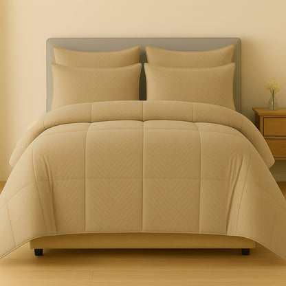 Classic Beige Swiss Jacquard Microfiber Solid Double Bed Comforter