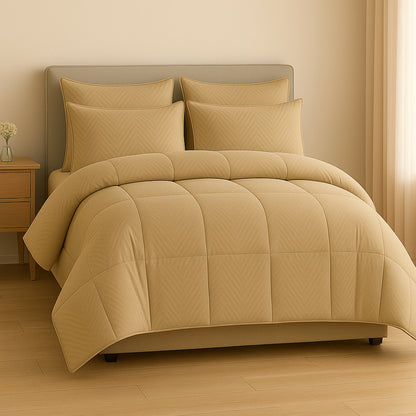 Classic Beige Swiss Jacquard Microfiber Solid Double Bed Comforter