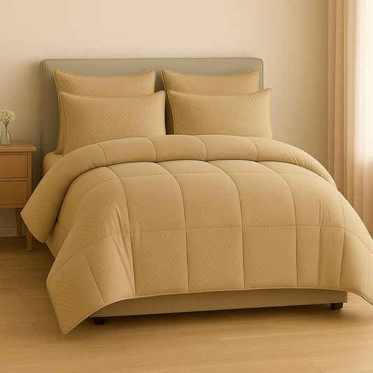Classic Beige Swiss Jacquard Microfiber Solid Double Bed Comforter
