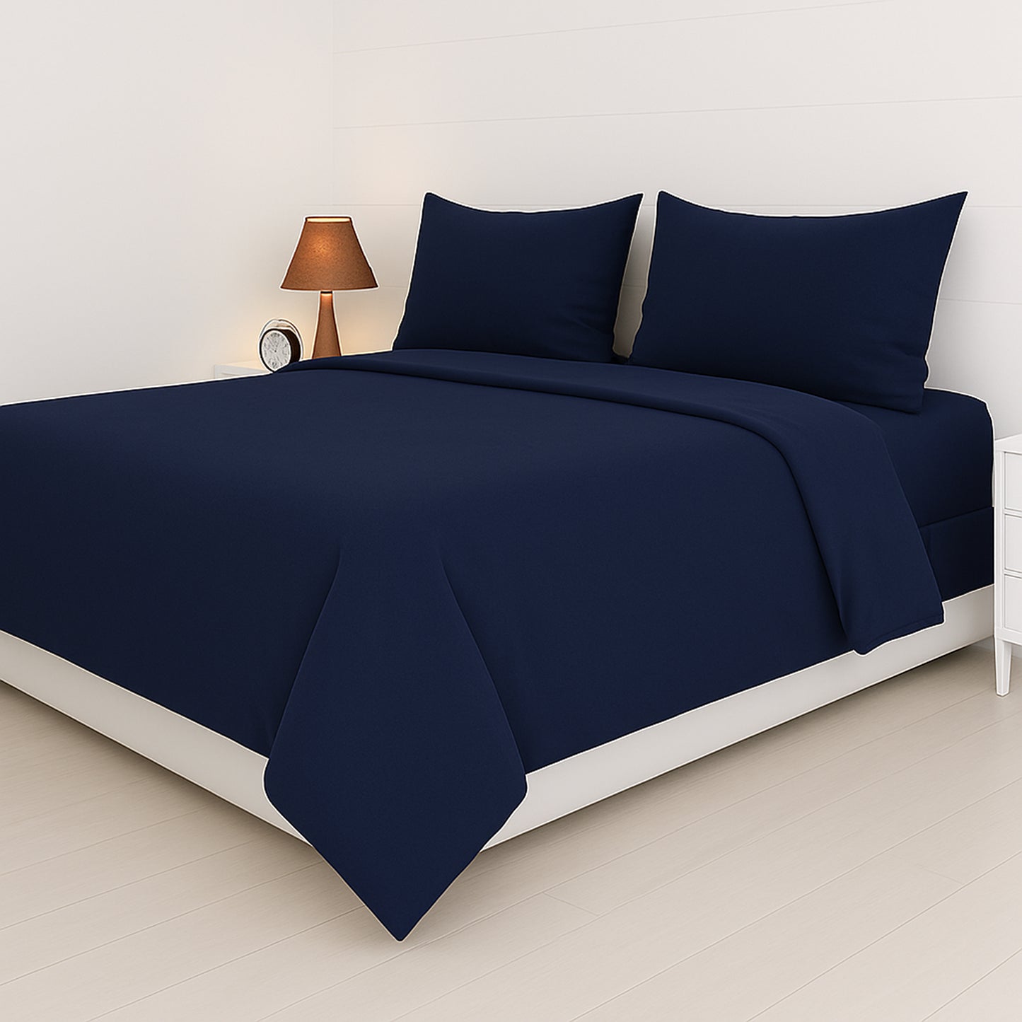 Midnight Blue Heritage Luxe Pure Cotton Solid Bedsheet