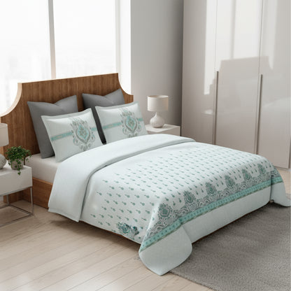 Harmony Fusion Pure Cotton Royal Jewel mist blue Printed Bedsheet