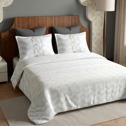 Harmony Fusion Pure Cotton Feather Flow grey Printed Bedsheet